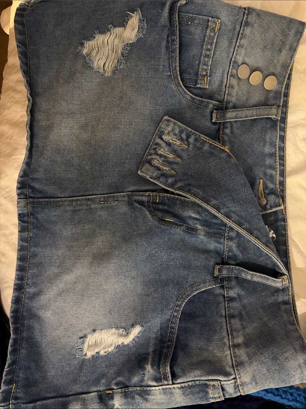 Denim Mini Low Rise Skirt